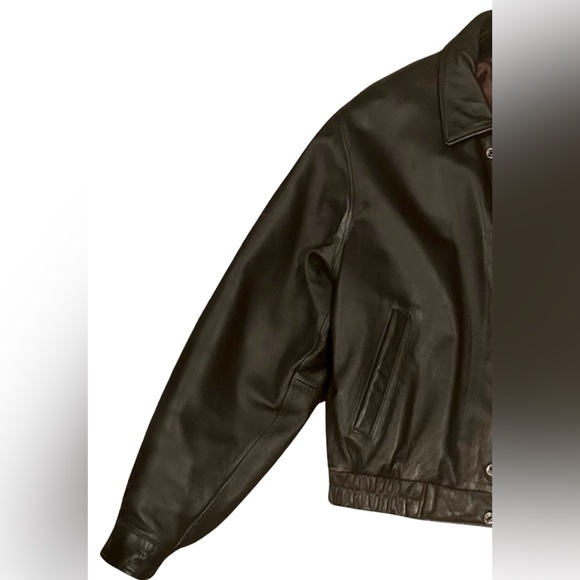 VINTAGE🍃99🍃HARD ROCK CAFE MAUI BROWN LEATHER BOMBER JACKET PURCHASED ON TRIP🍃 - Picture 7 of 12